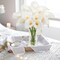 Fake Flowers in Vase 12“ Artificial Calla Lily Pure-White Flowers Arrangement with Vase and Faux Water for Home Decor Dining Table